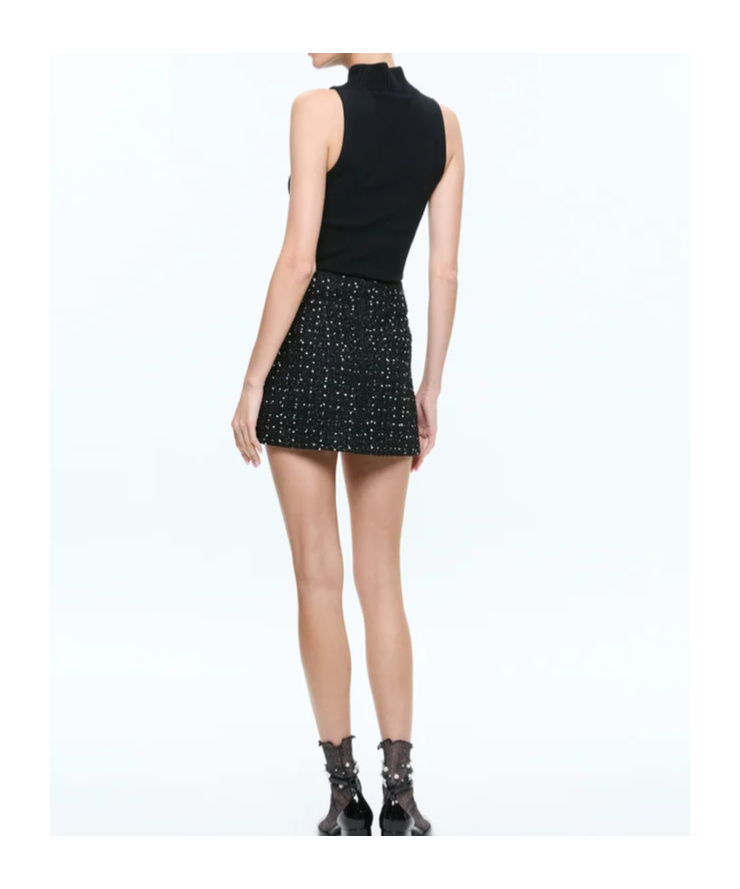 Alice And Olivia Darcey Ribbed Tank In Black
