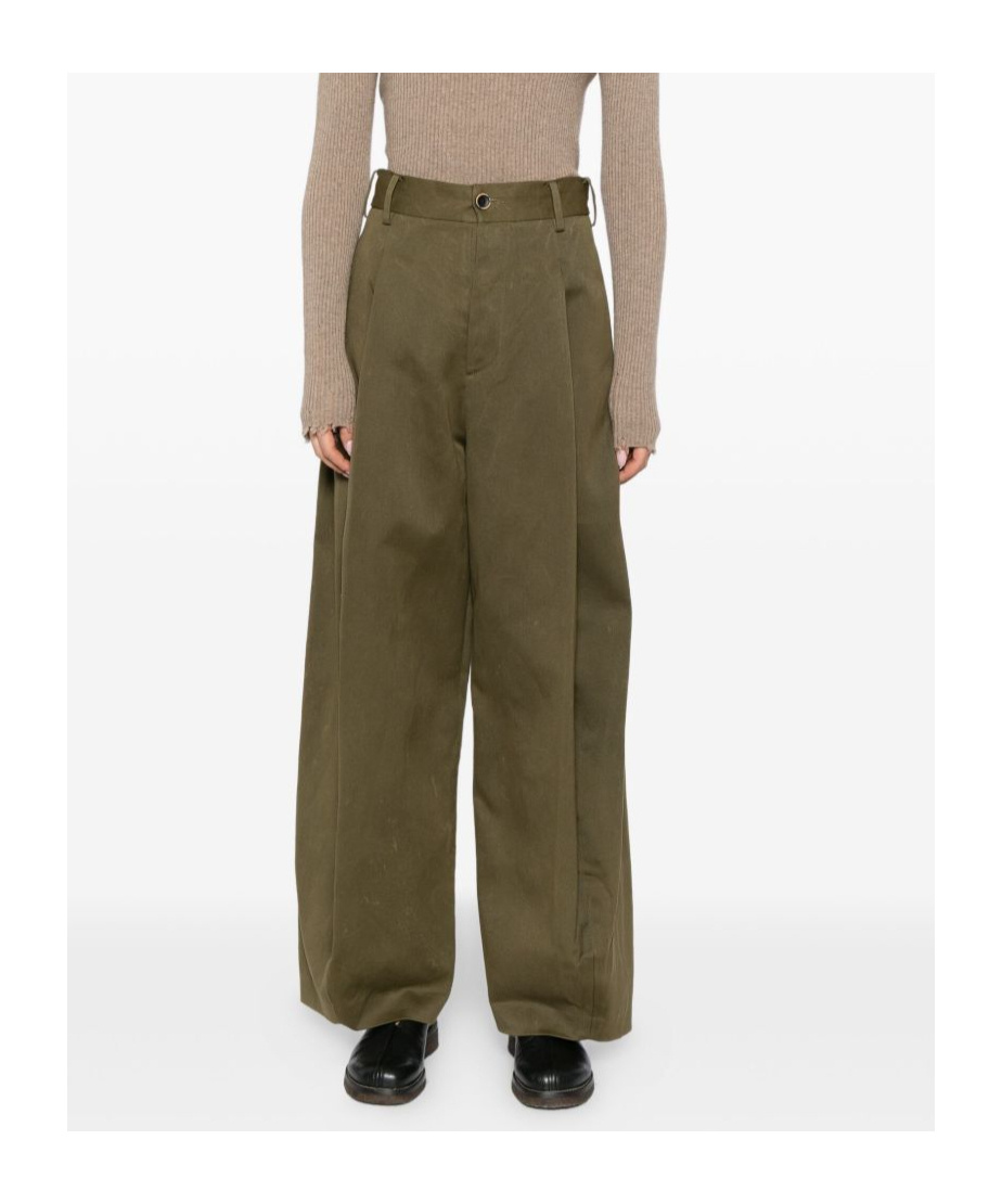 Uma Wang Belt Loop Casual Pants In Green