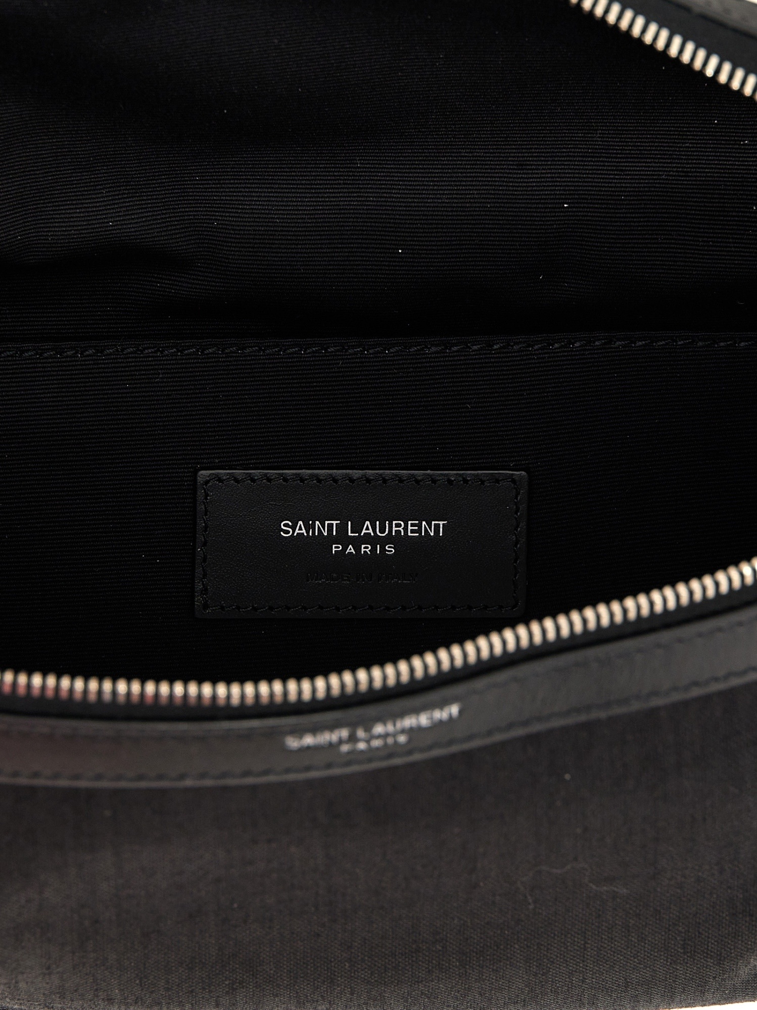 Saint Laurent Adjustable Strap Messenger Bag With Back Zip Pocket In Black