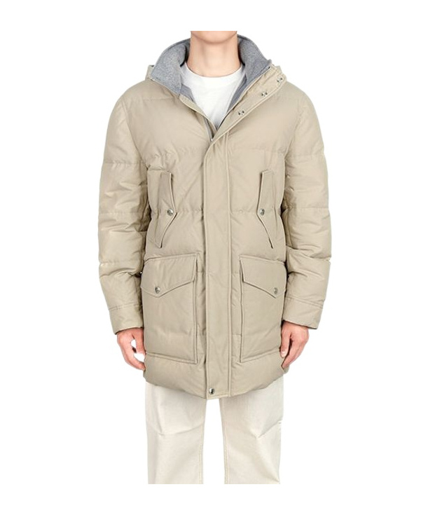Brunello Cucinelli Hooded Down-filled Coat In Gray