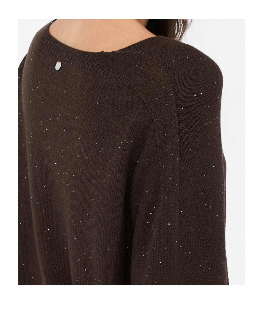Liu •jo Sequined Long-sleeved Sweater In Brown
