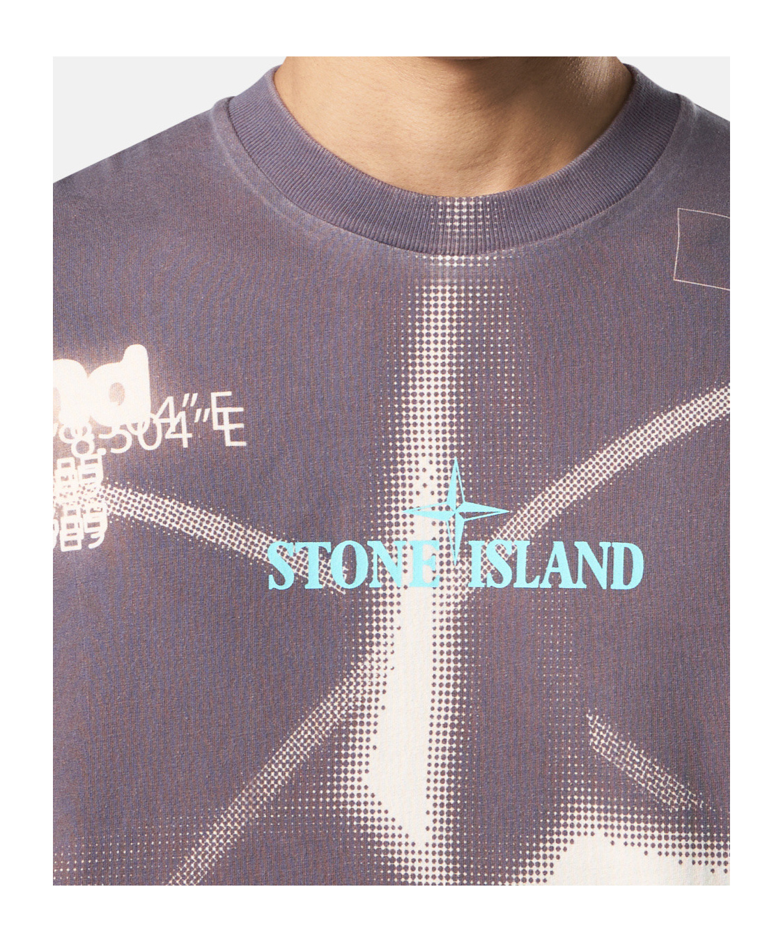 Stone Island Cotton Crew Neck T-shirt With Graphic Print In Gray