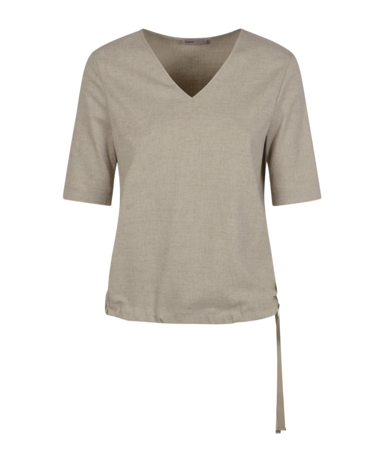 Herno V-neck Top With Side Tie In Gray