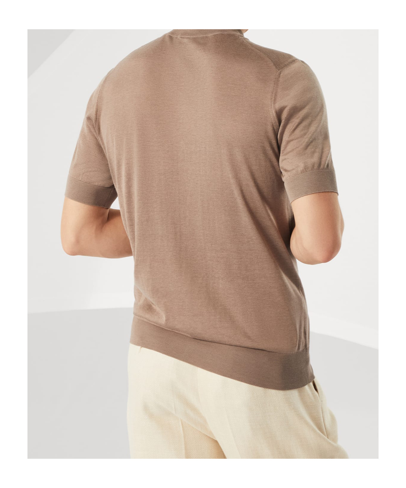 Brunello Cucinelli Knitted T-shirt In Nude