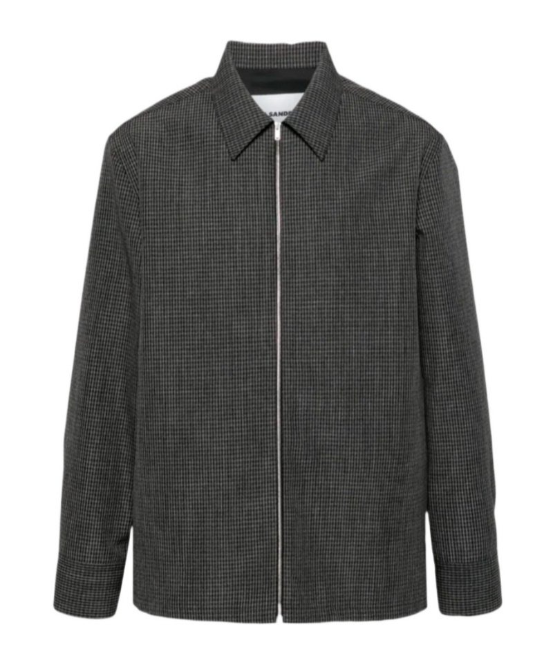 Jil Sander Checkered Shirt In Black