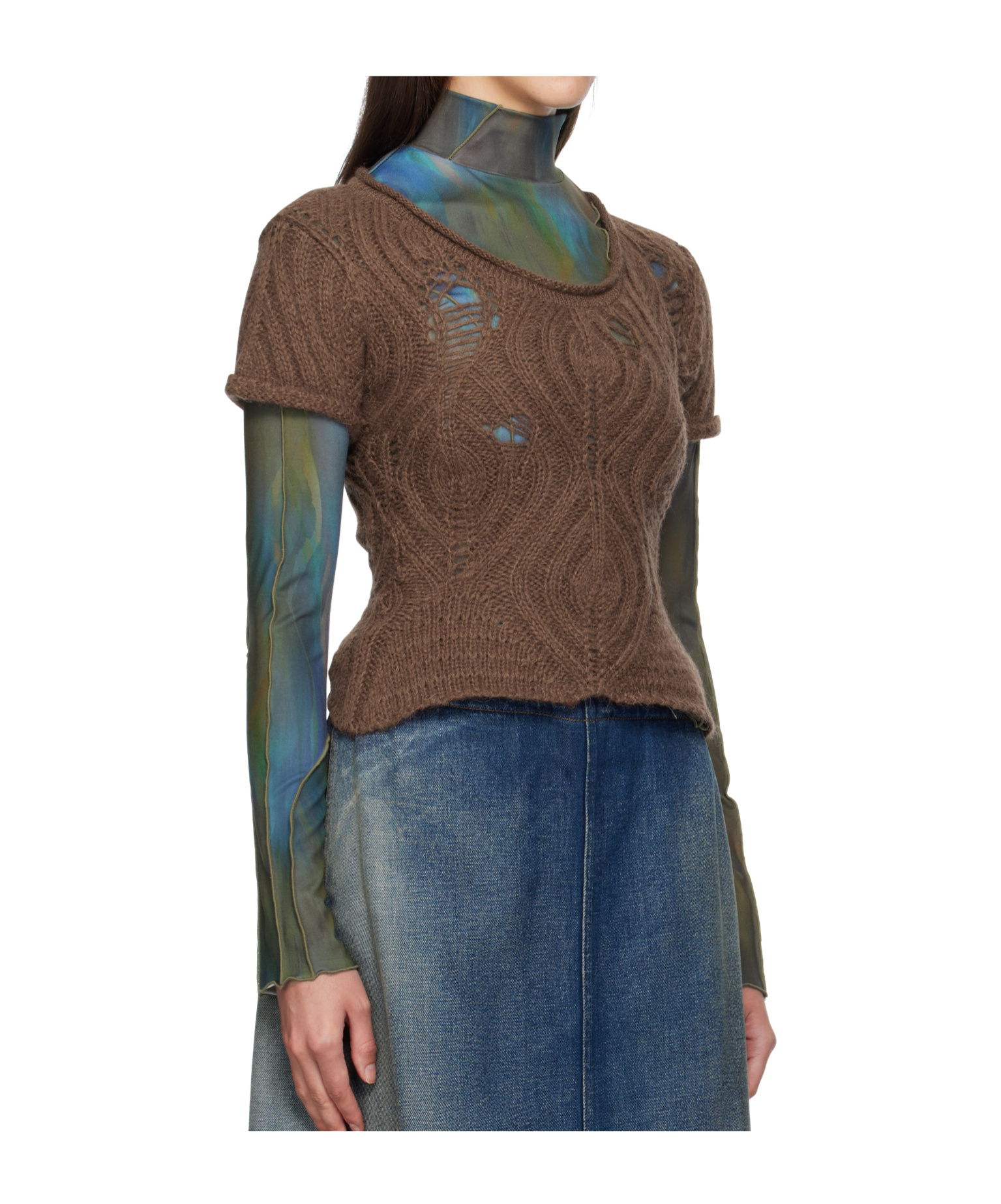 Andersson Bell Cap Sleeve Sweater Layered Tee In Brown