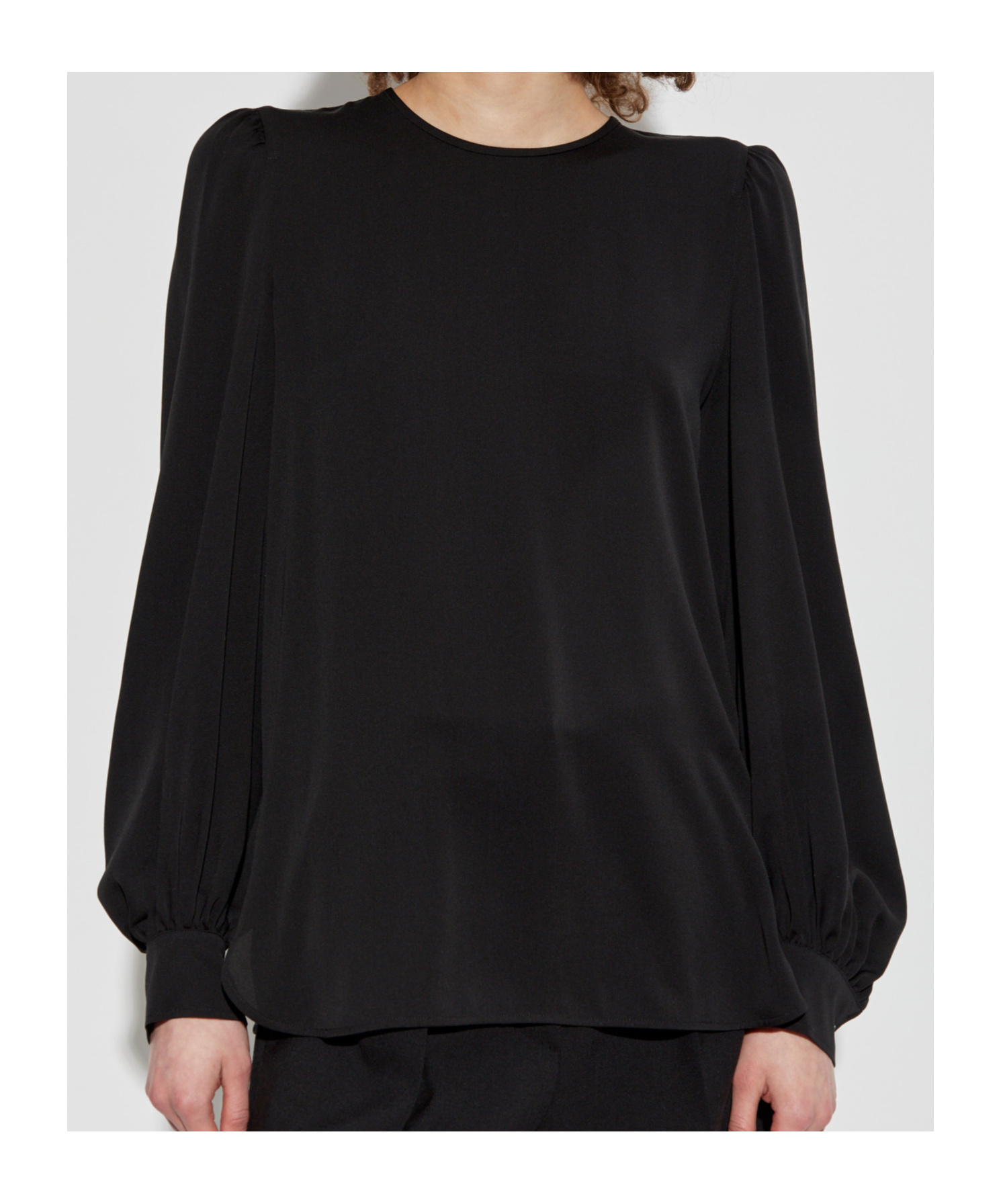 Max Mara Robina Crewneck Long-sleeved Shirt In Black