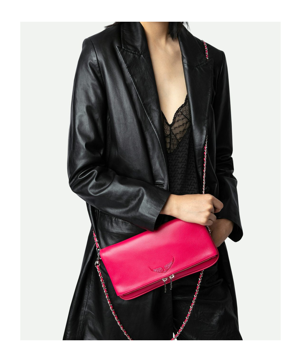 Zadig & Voltaire Rock Clutch Shoulder Bag In Red