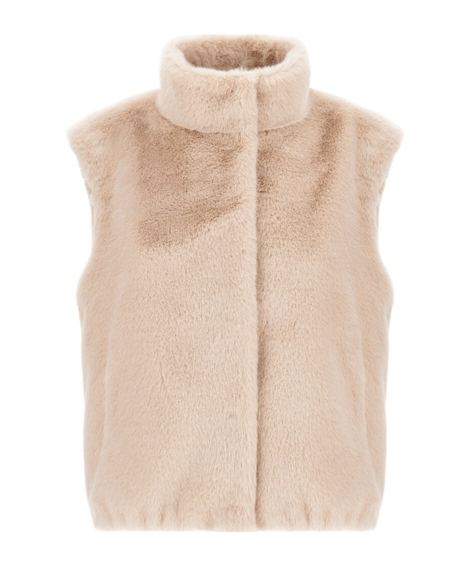 Herno Faux-fur Sleeveless Vest In Neutral