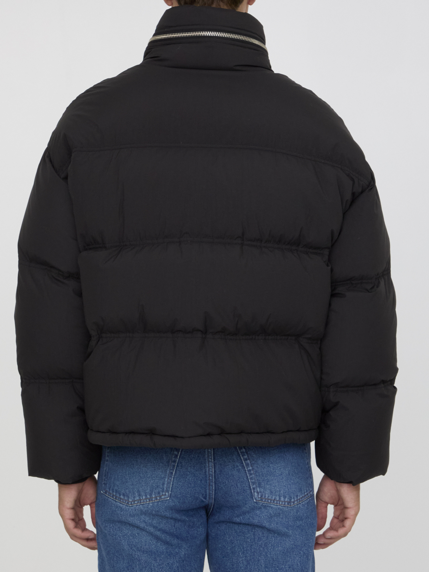 Shop Ami Alexandre Mattiussi Ami Paris Ami De Coeur Zipped Down Jacket In Black
