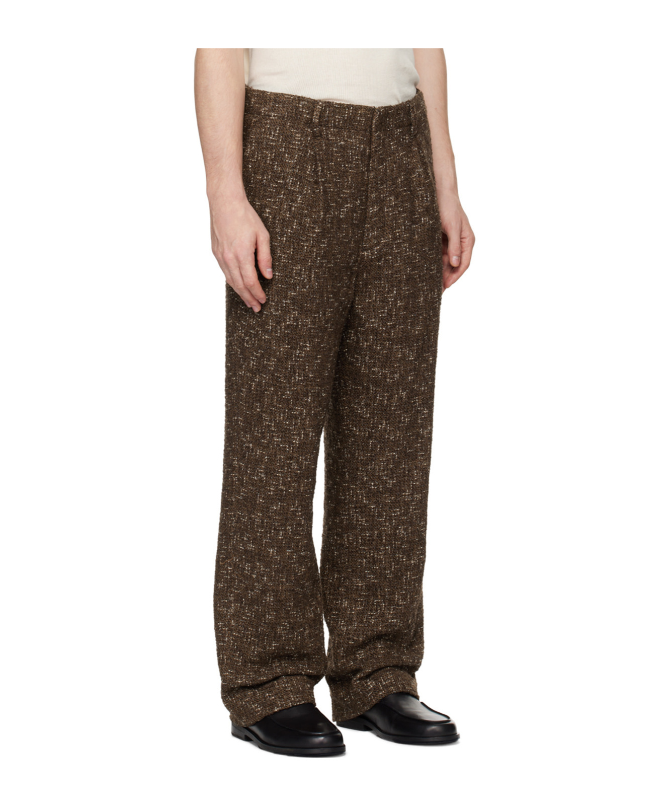 Auralee Brown Homespun Tweed Trousers In Multicolor