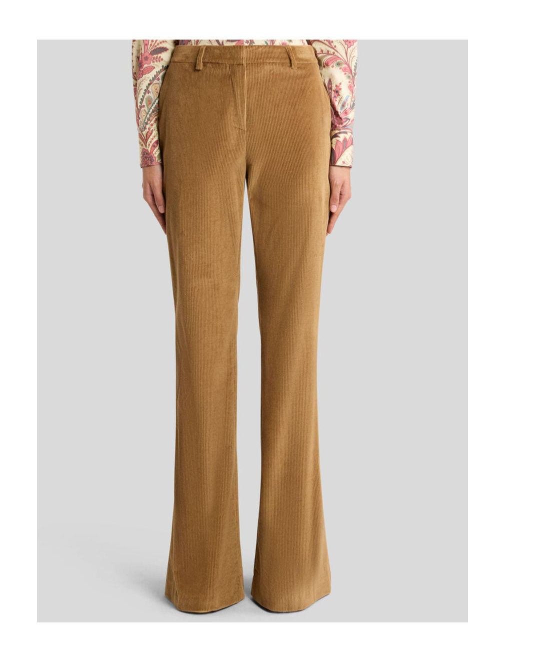 Etro Flared Camel Brown Corduroy Trousers In Brown