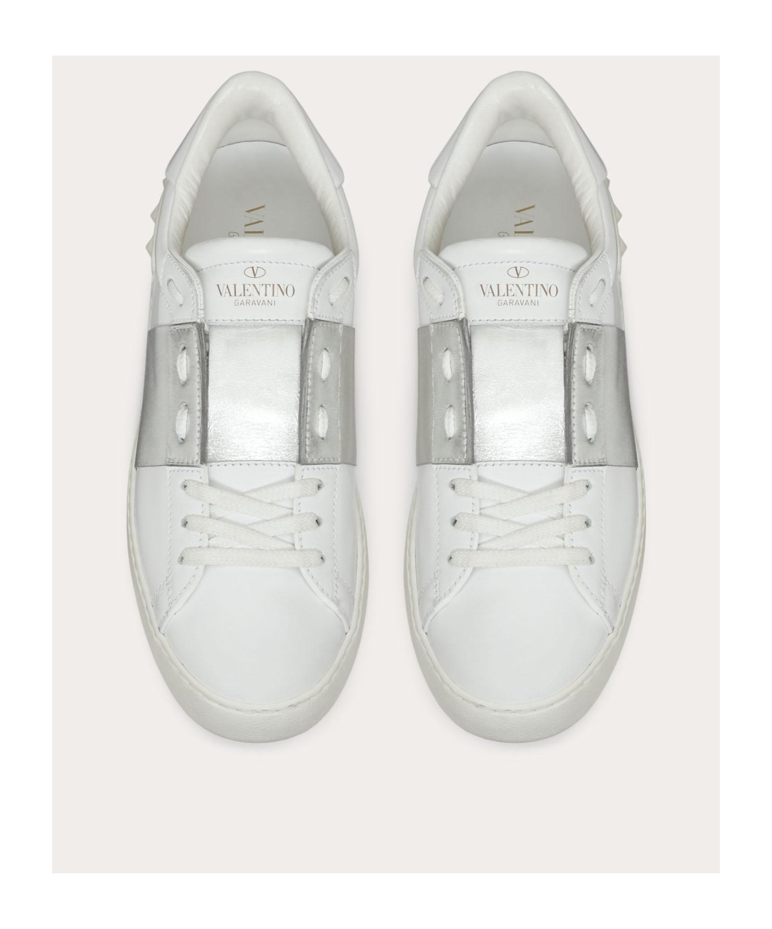 VALENTINO GARAVANI OPEN SNEAKER WITH METALLIC STRIPE