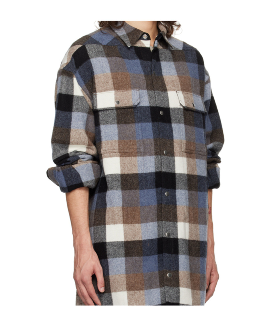 Rick Owens Blue Porterville Oversized Shirt In Multicolor