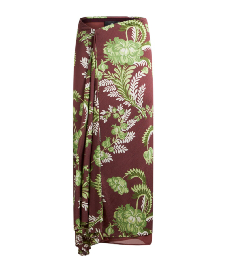Etro Floral Draped Midi Skirt In Multicolor