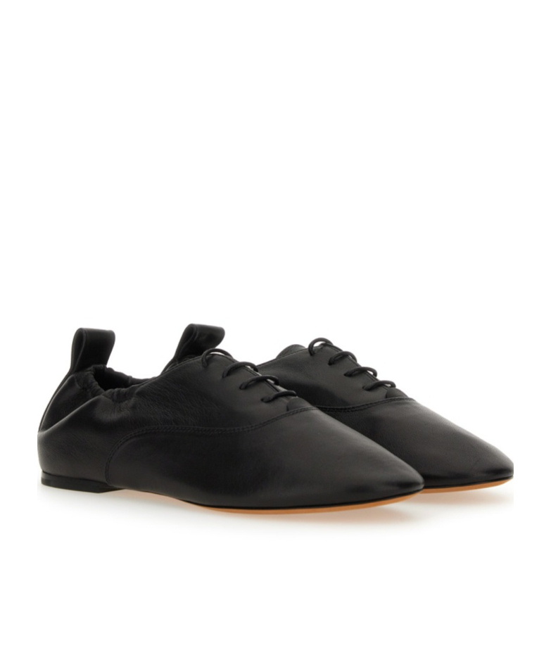 Lanvin Lace-up Leather Slippers In Black