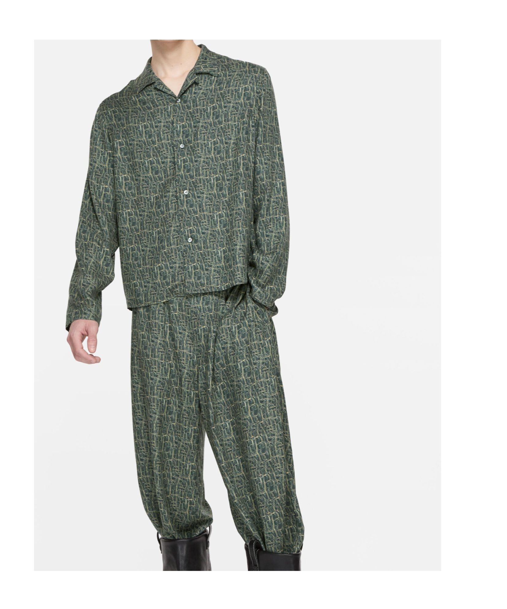Acne Studios Monogram Button-up Shirt In Green
