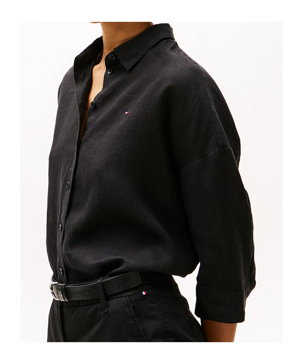 Tommy Hilfiger Linen Shirt In Black