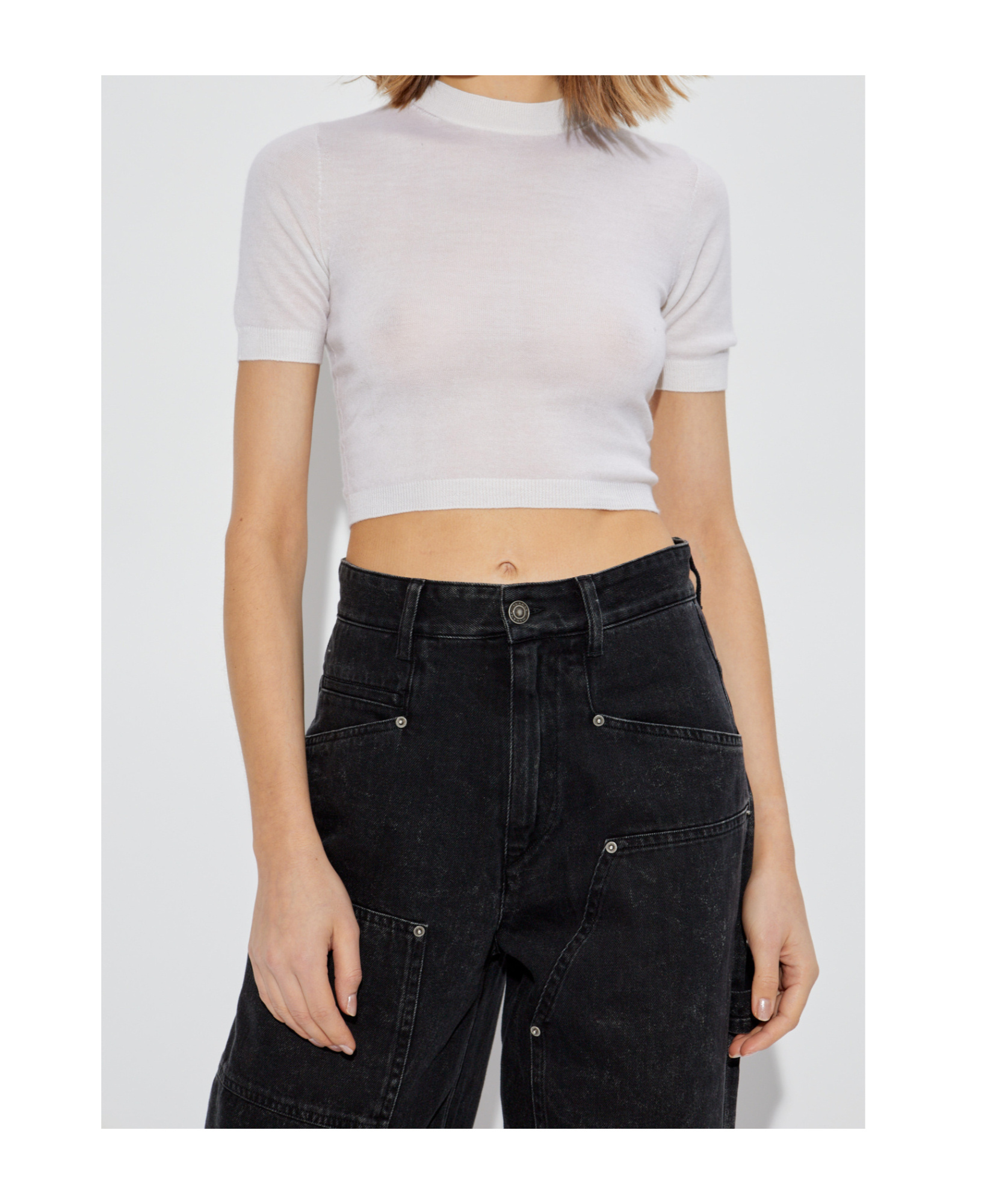 ALAÏA OPEN-NECKED BLACK SHIRT