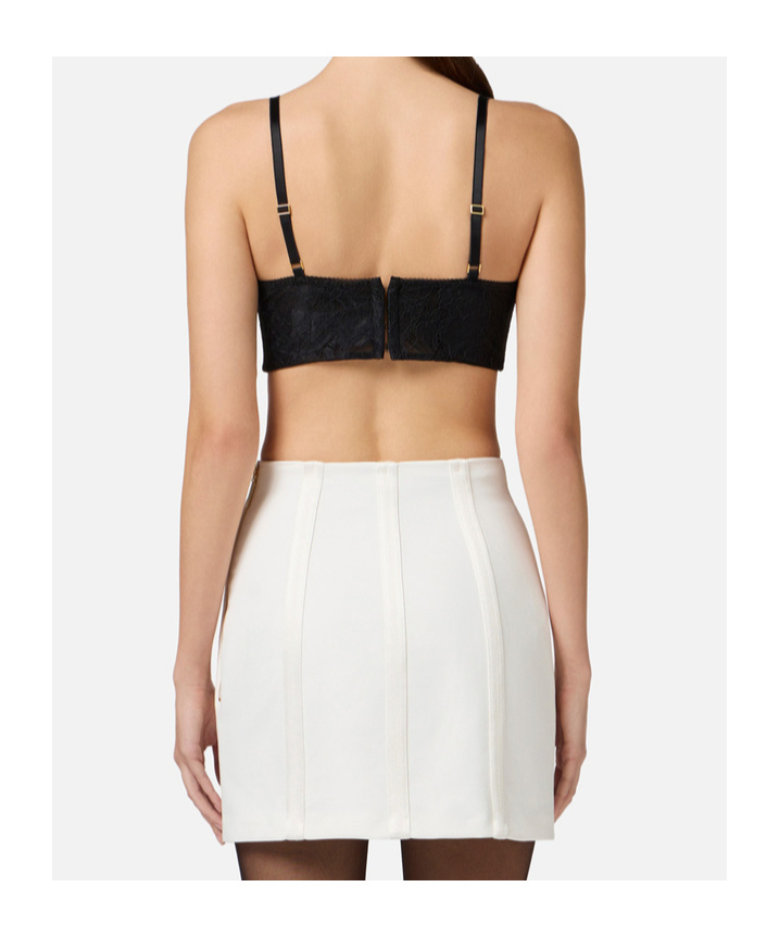 Elisabetta Franchi Bow-detail Lace Bra In Black