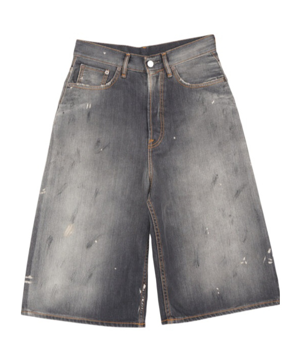 Acne Studios Belt-loop Denim Shorts In Gray