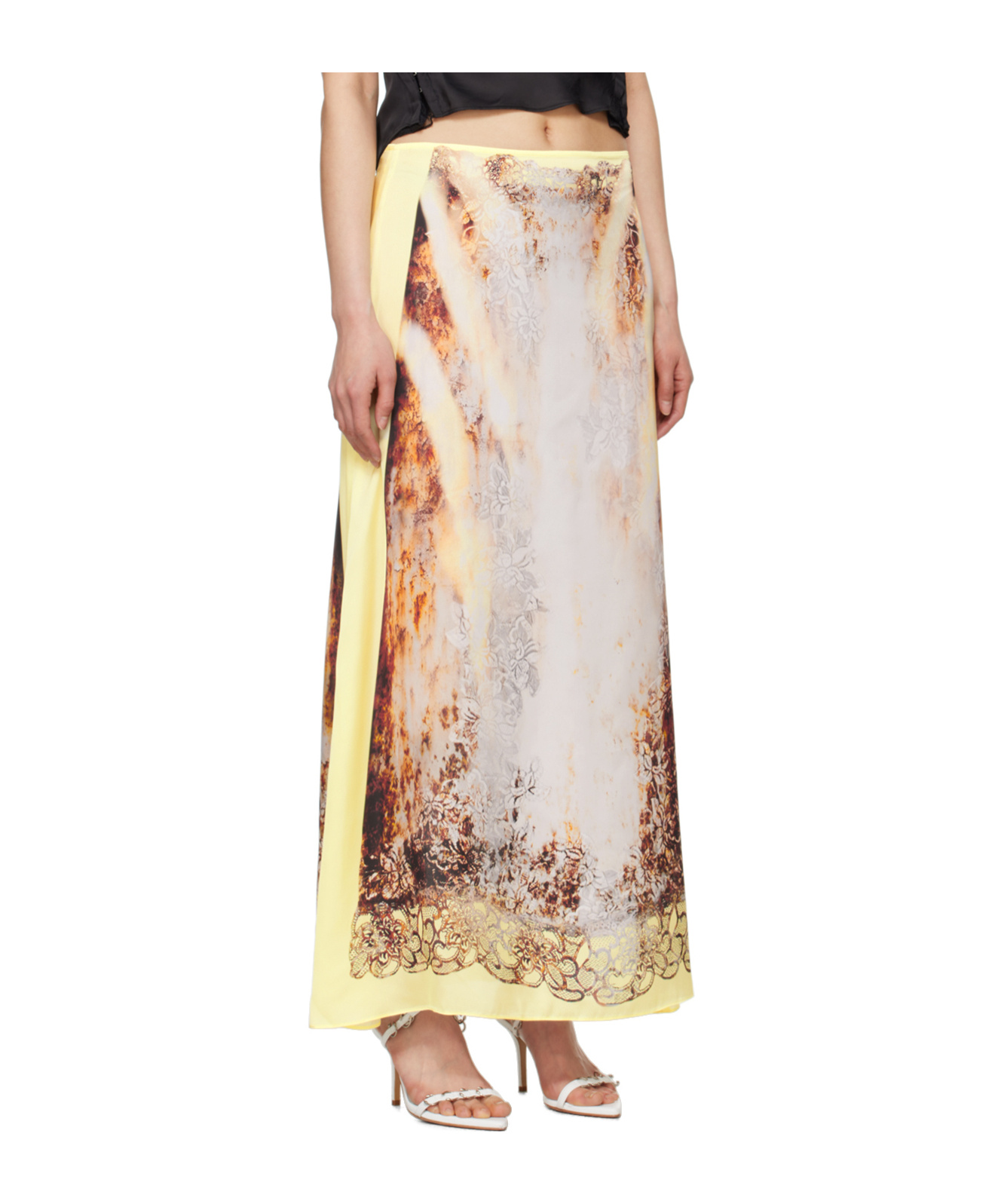 Y/project Yellow Lace Print Maxi Skirt In Yellow