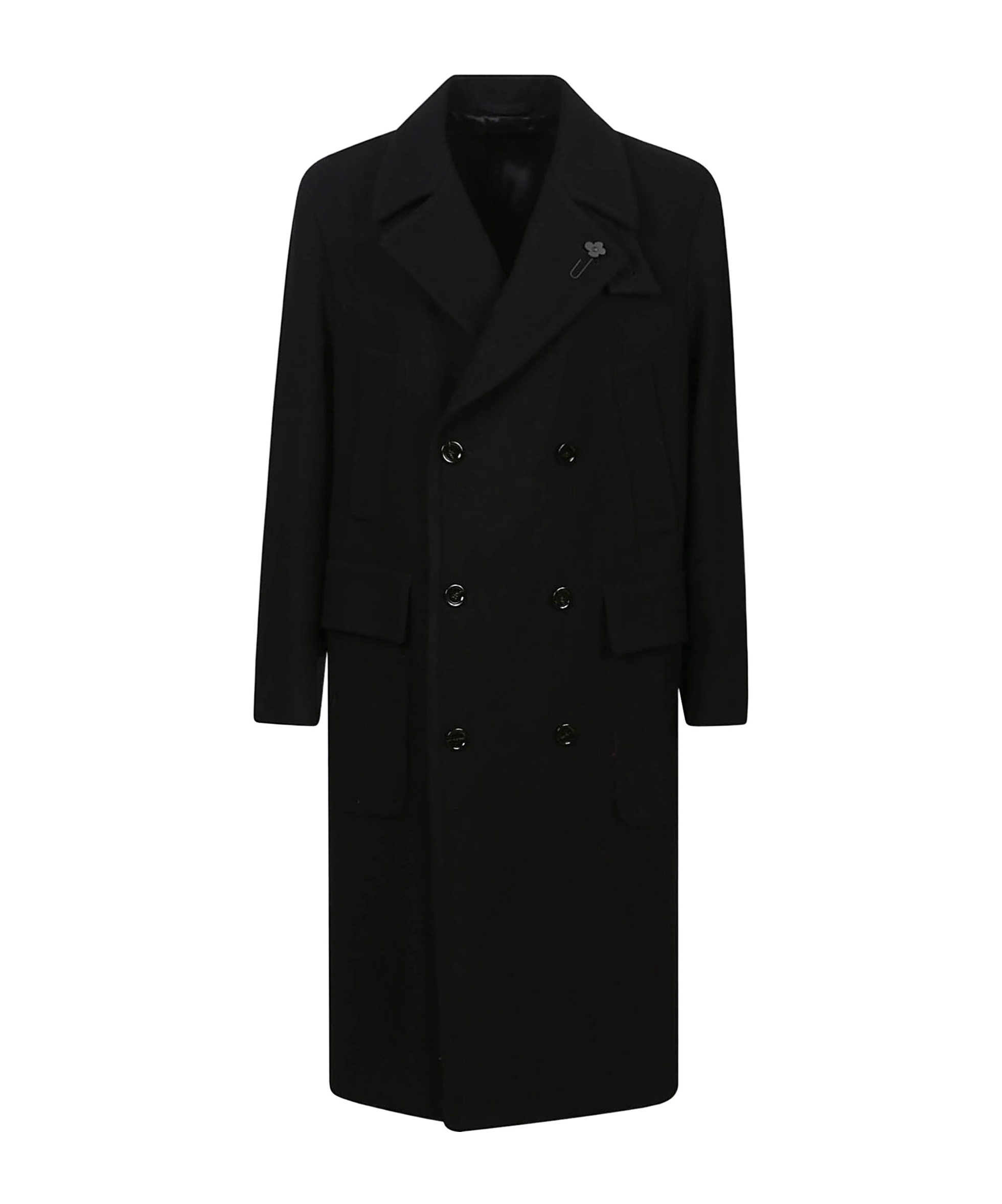 Lardini Double-breasted Pocket Coat In Black