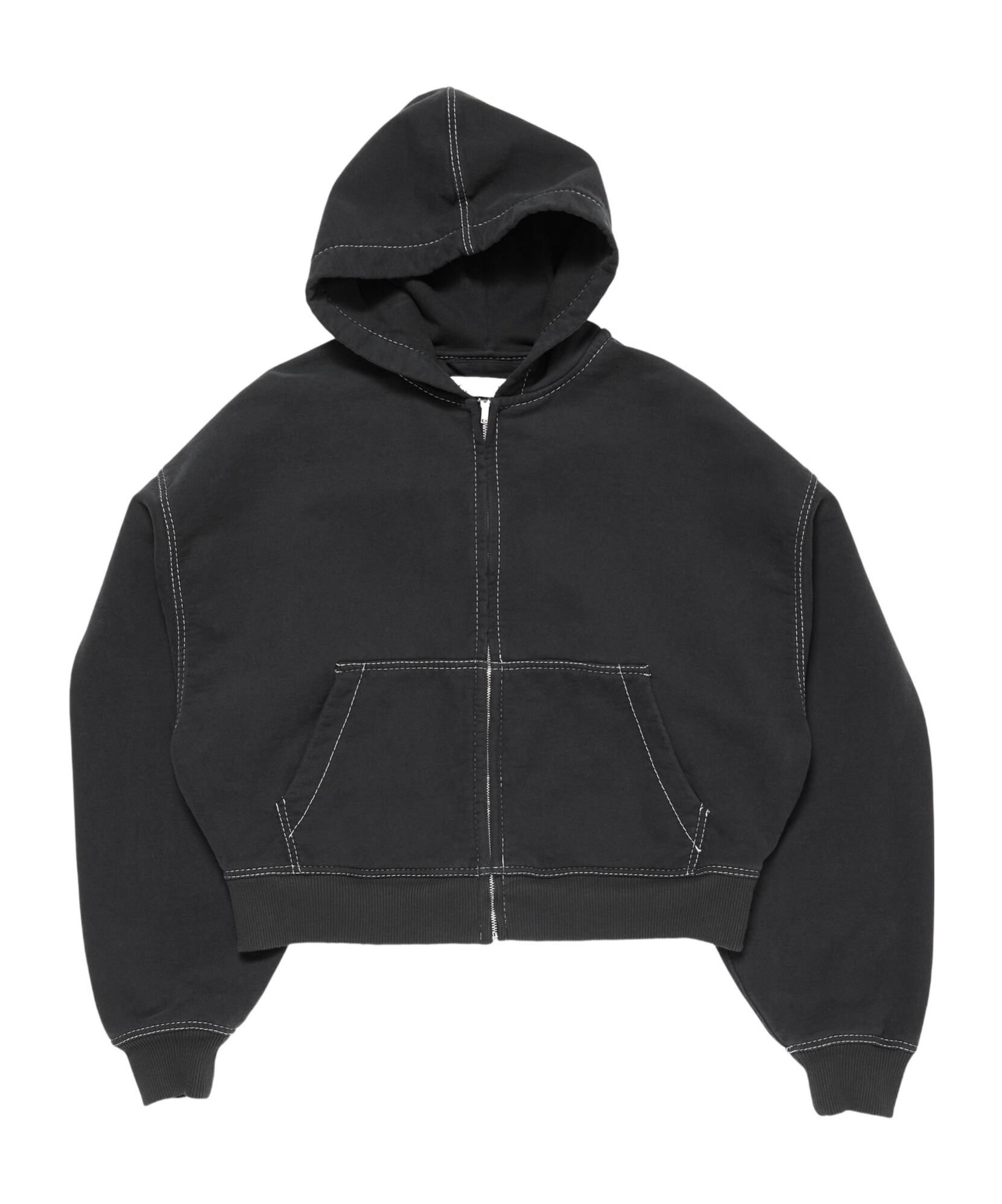 Acne Studios Foscar U Autograph Logo Embroidered Zip Hoodie In Black