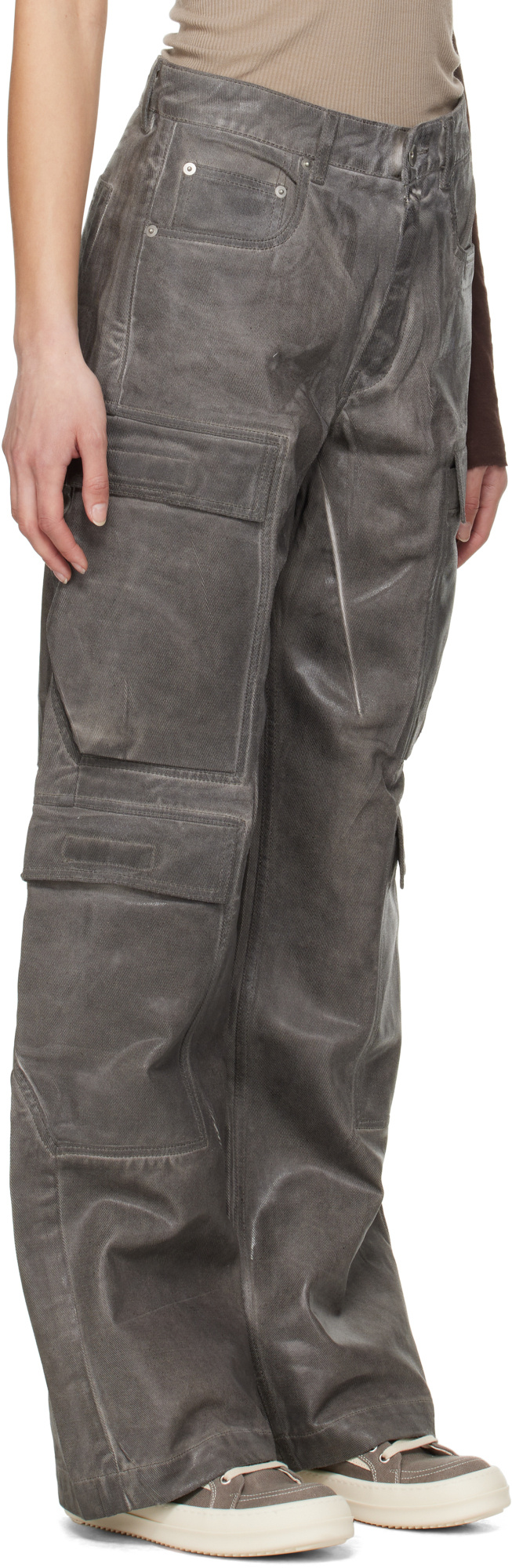 Shop Rick Owens Drkshdw Gray Hollywood Double Cargo Jeans In Black