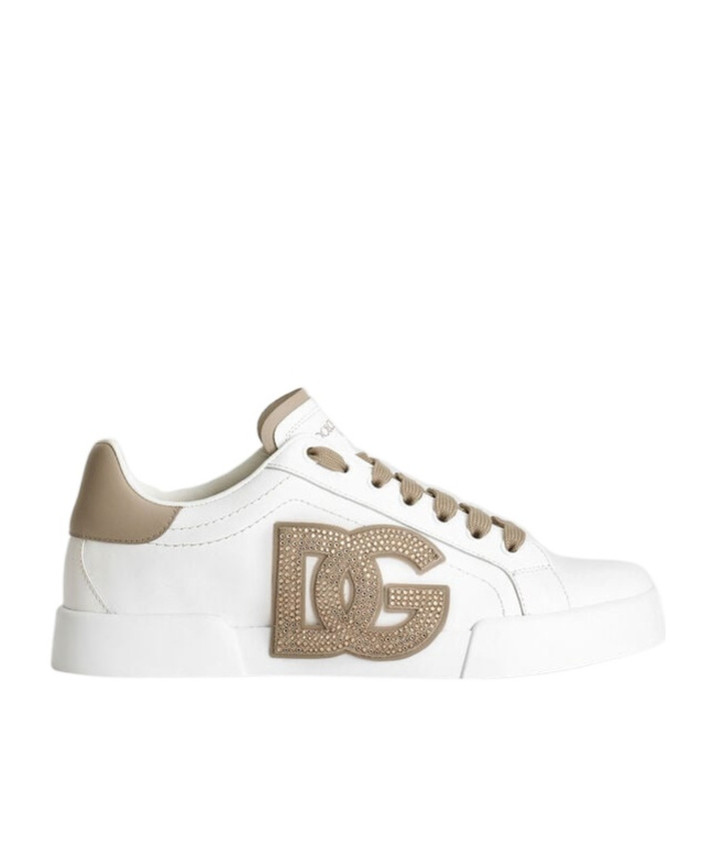 Dolce & Gabbana Portofino Light Strobel Leather Low-top Sneakers In White