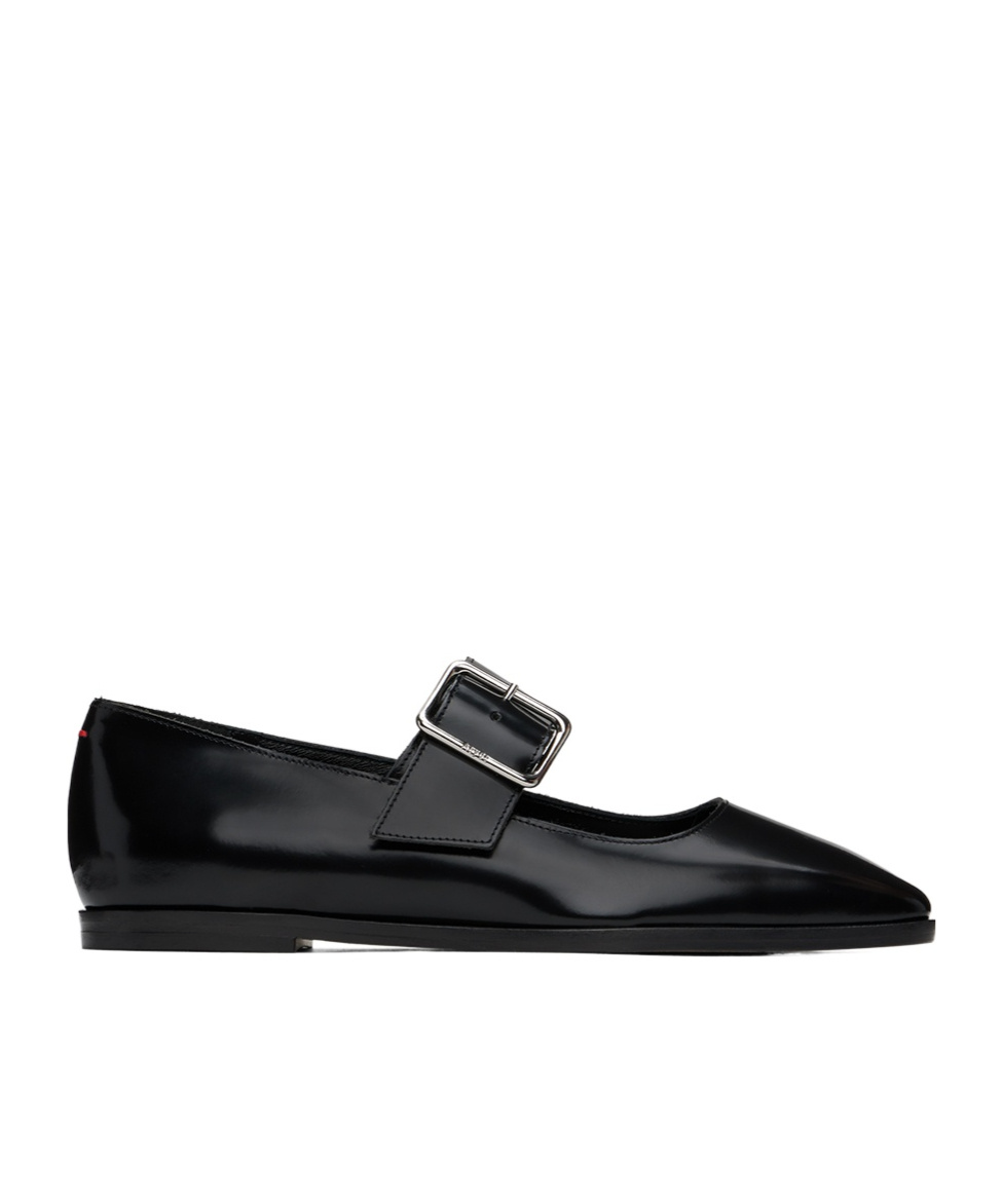 Aeyde Sunny Polido Dancer Lamb Leather Flats In Black