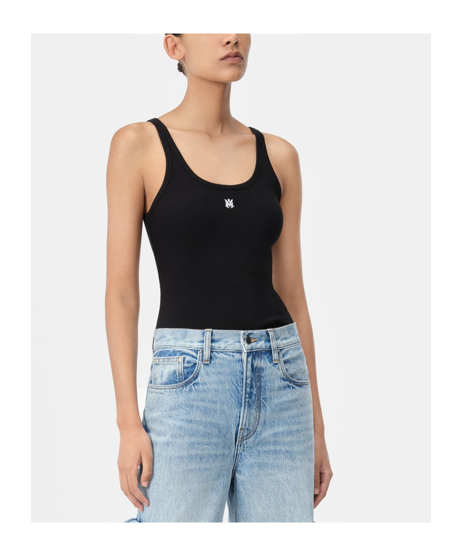 Amiri Ma Embroidered Rib Vest In Black