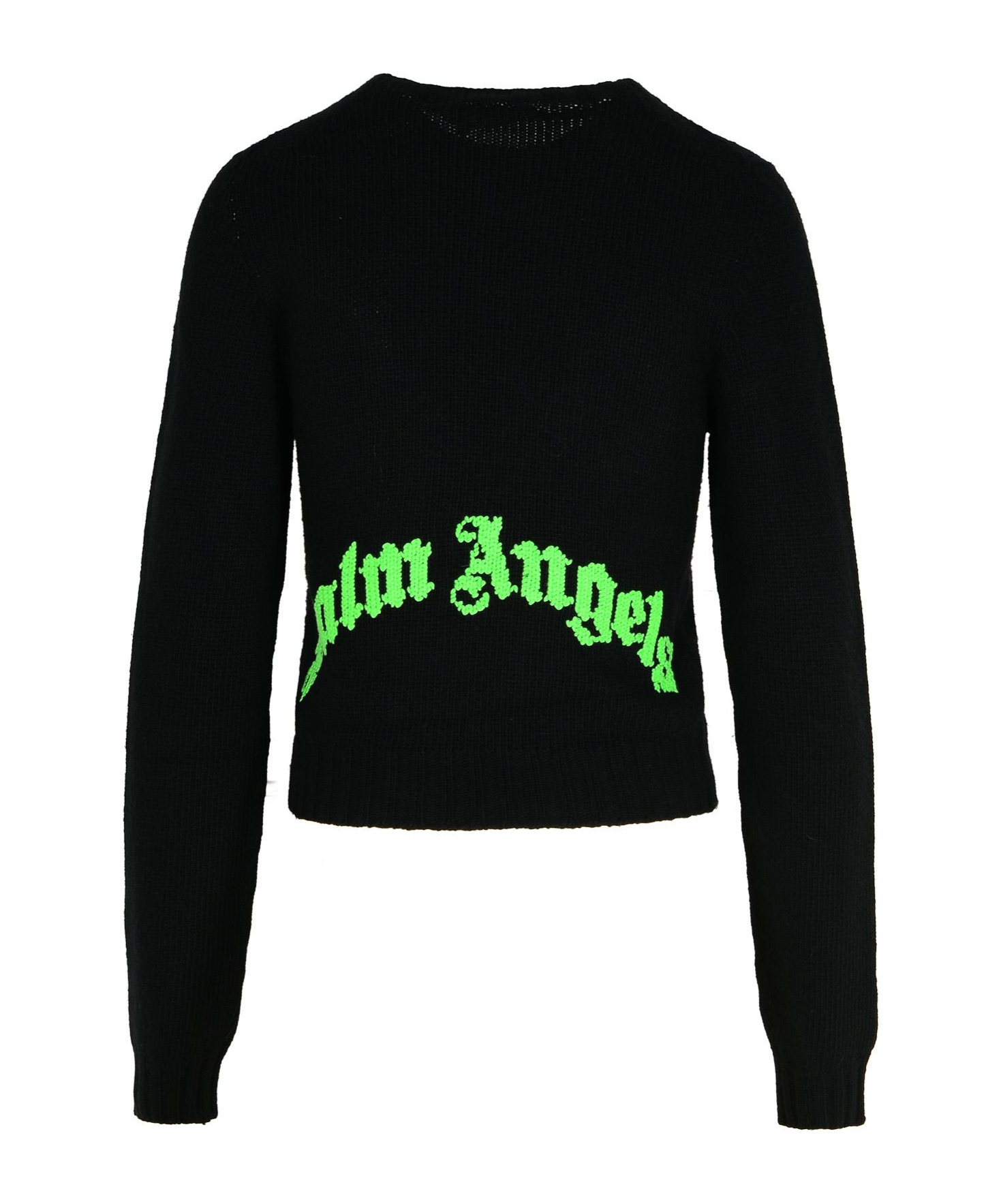 Palm Angels Dark Grey Merino Wool Blend Sweater In Black