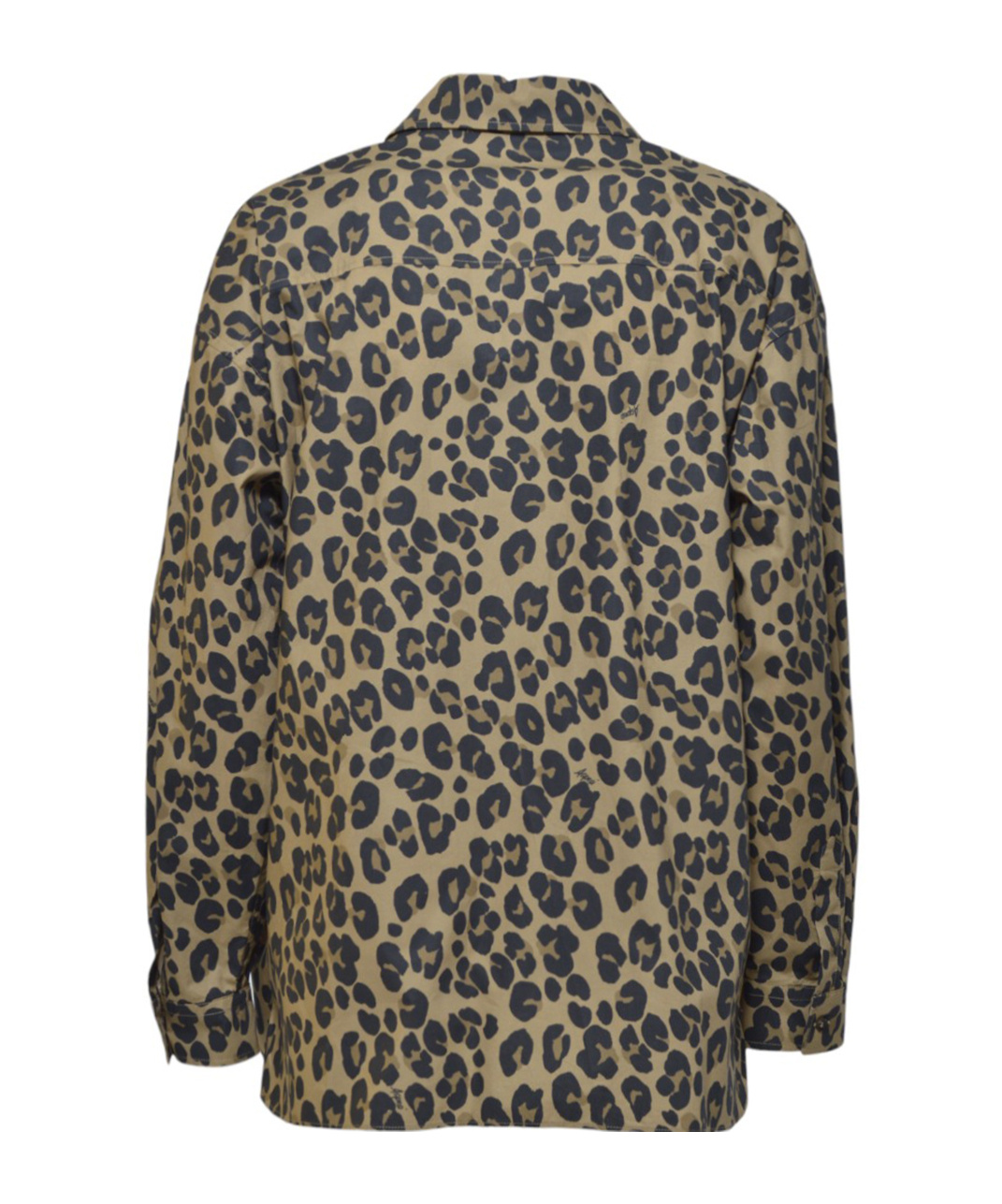 Aspesi Leopard Print Stretch Cotton Shirt In Black