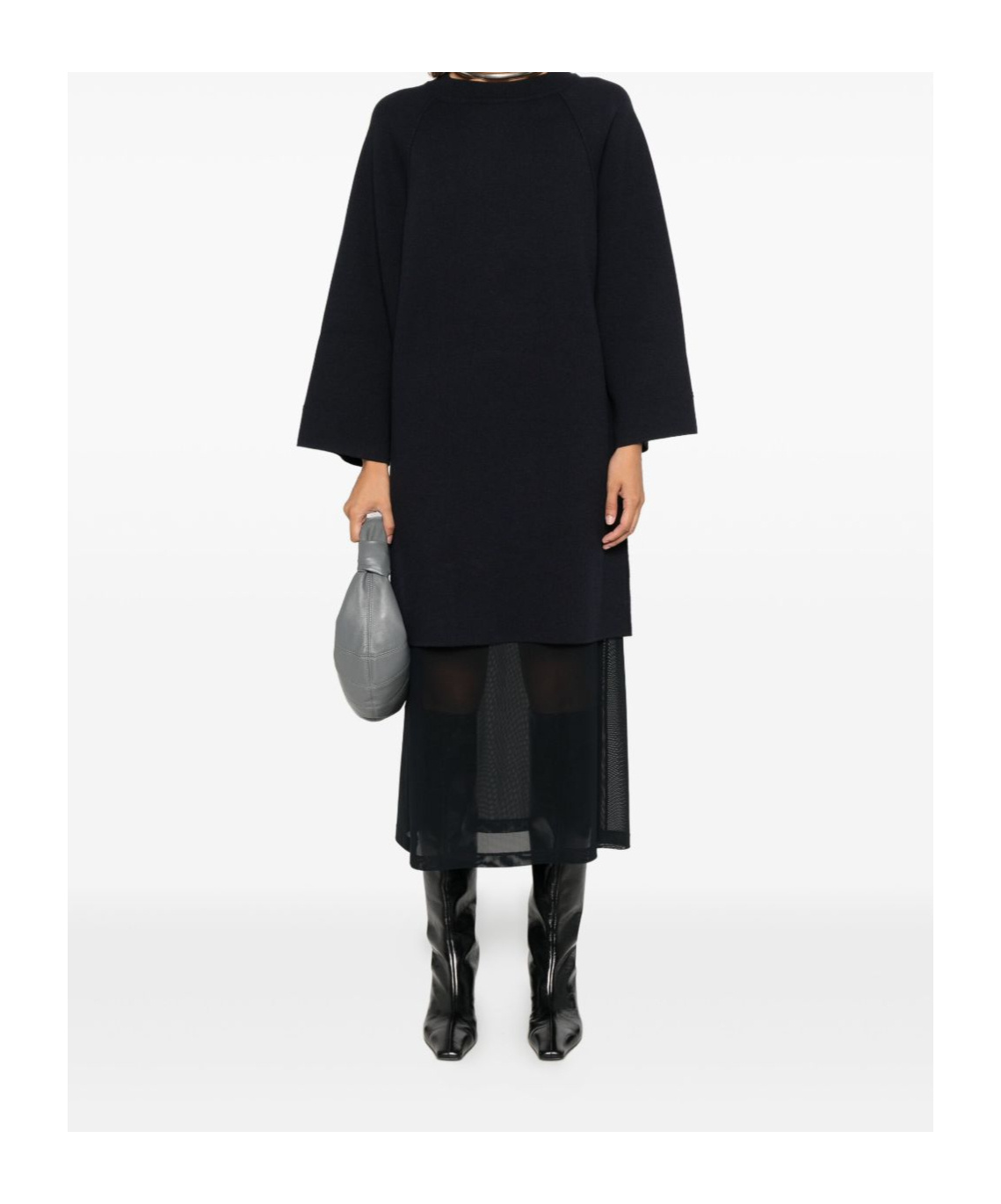 Max Mara Viscose And Wool Yarn Dress In Black