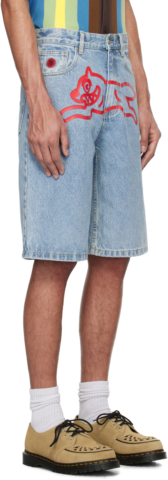 Shop Icecream Running Dog Denim Shorts In Blue