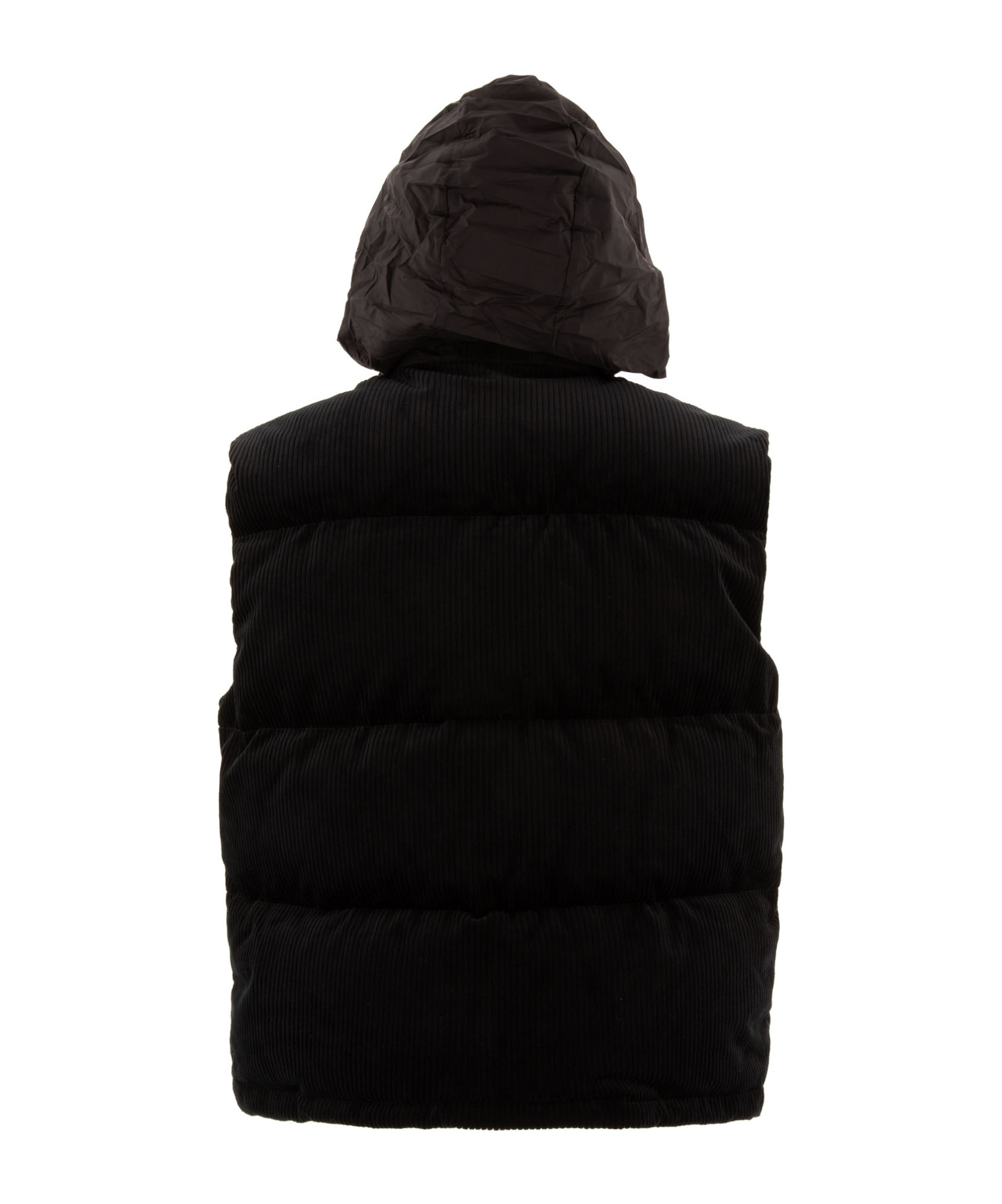 Prada Corduroy Down Vest In Black
