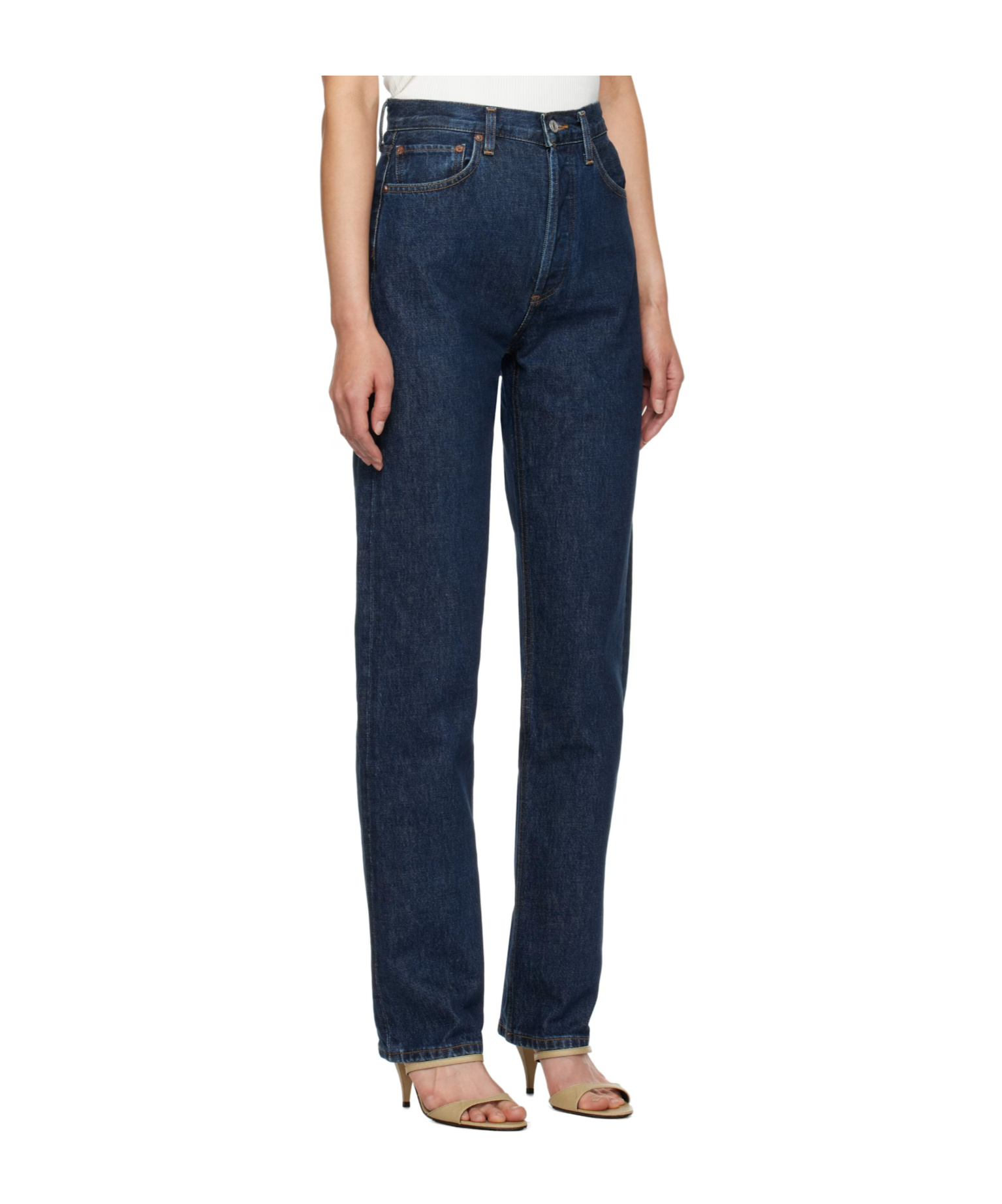 Agolde High Waist Denim Trousers In Blue