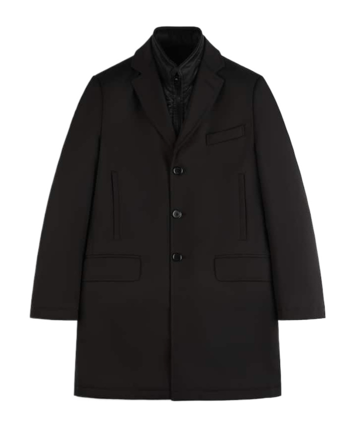Fay Double-breasted Stand-up Collar Padded Coat In Black