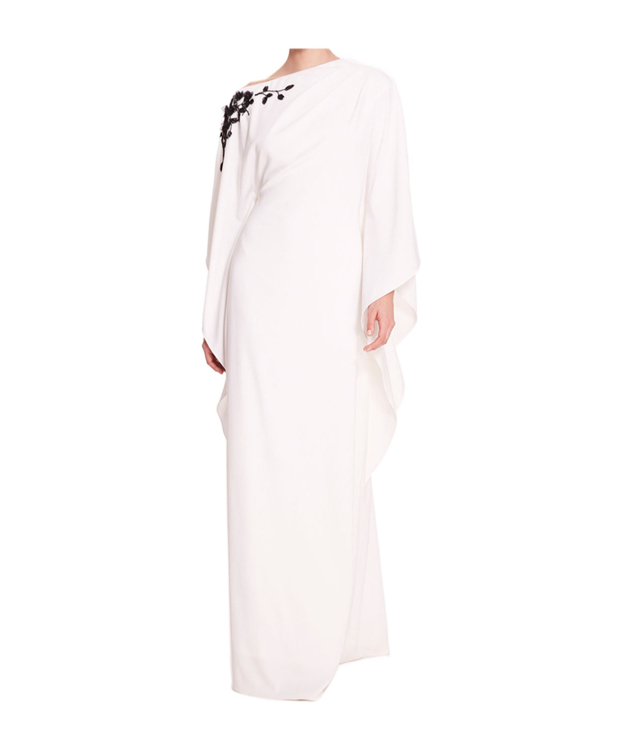Marchesa Notte Embroidered Draped Kaftan In White