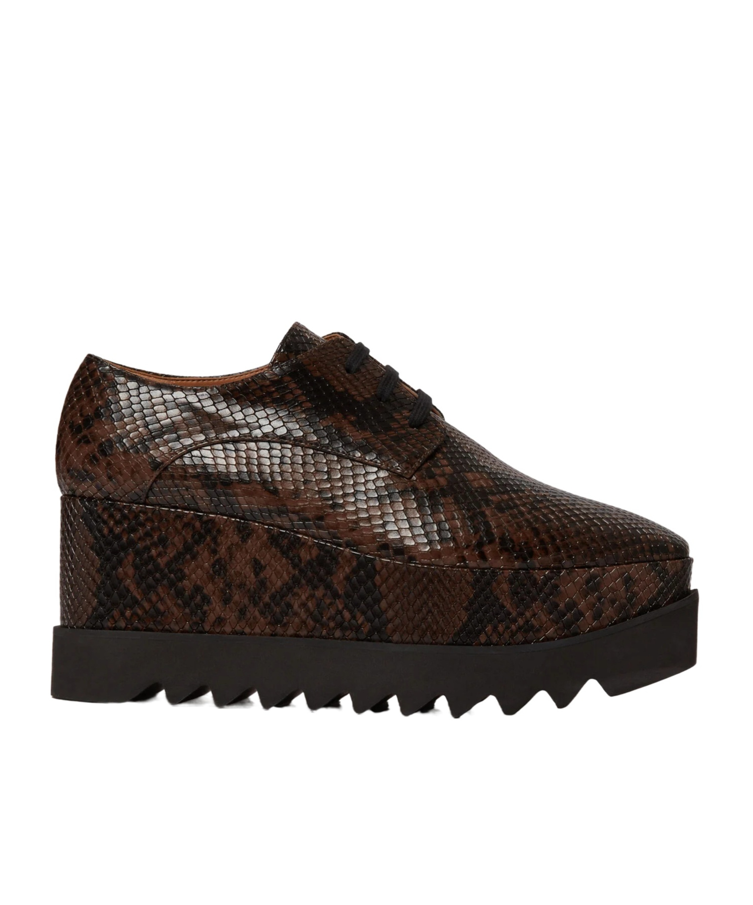Stella Mccartney Chunky Heel Platform Sneakers With Snakeskin Effect In Brown
