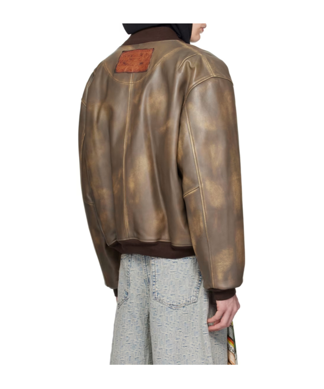 Acne Studios Long-sleeved Zipper Leather Jacket In Brown