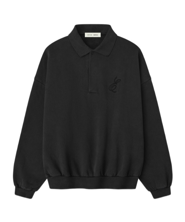 Essentials Embroidered Classic Polo Sweatshirt In Black