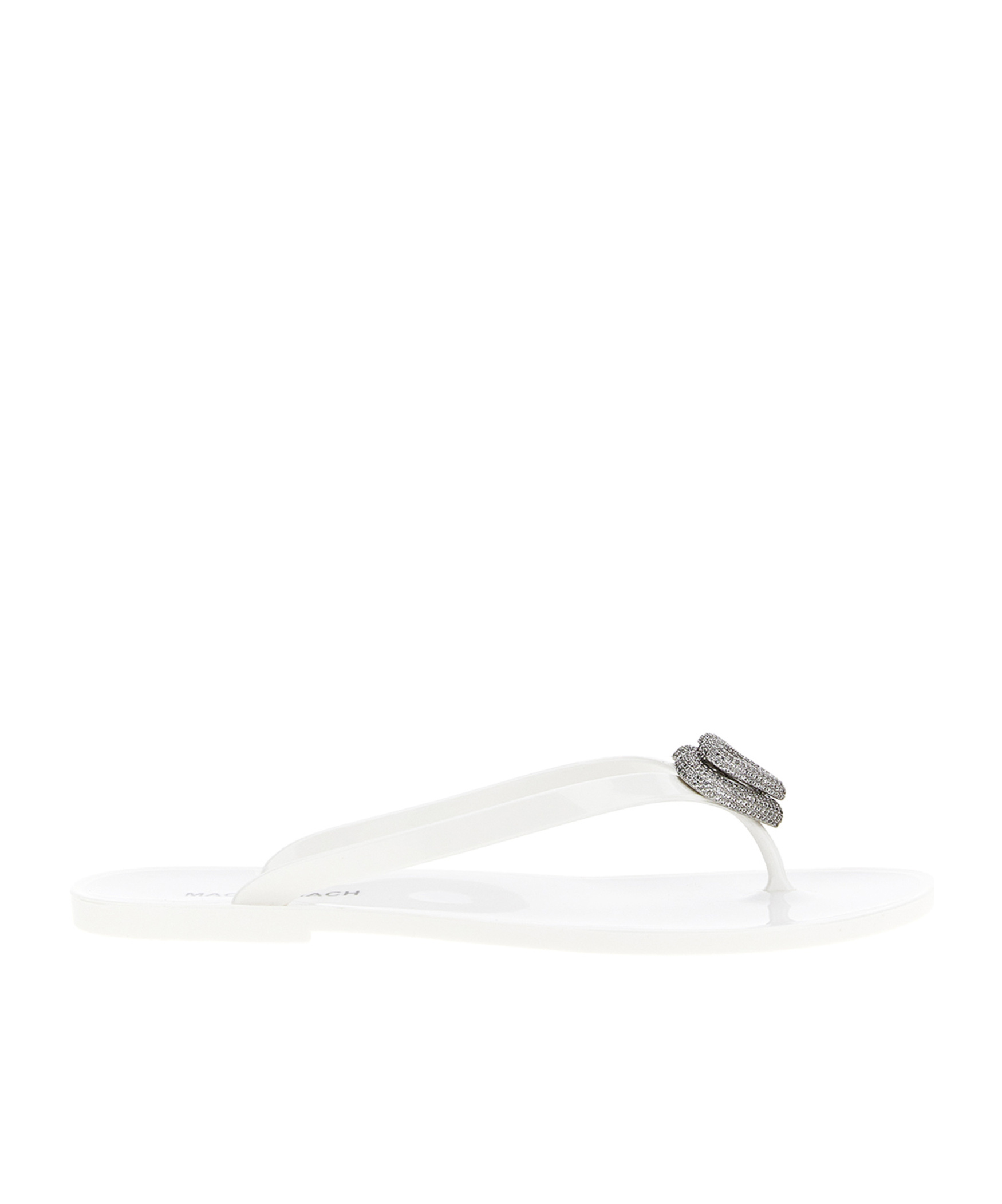 Machmach Mach  Mach Double Heart Embellished Flip Flops In White