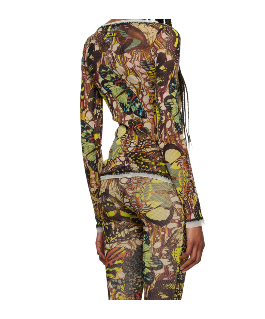 Jean Paul Gaultier Multicolor 'the Butterly' Long Sleeve T-shirt In Green