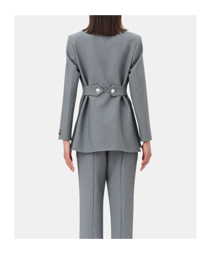Ganni Future Melange Twill Suiting Blazer In Gray