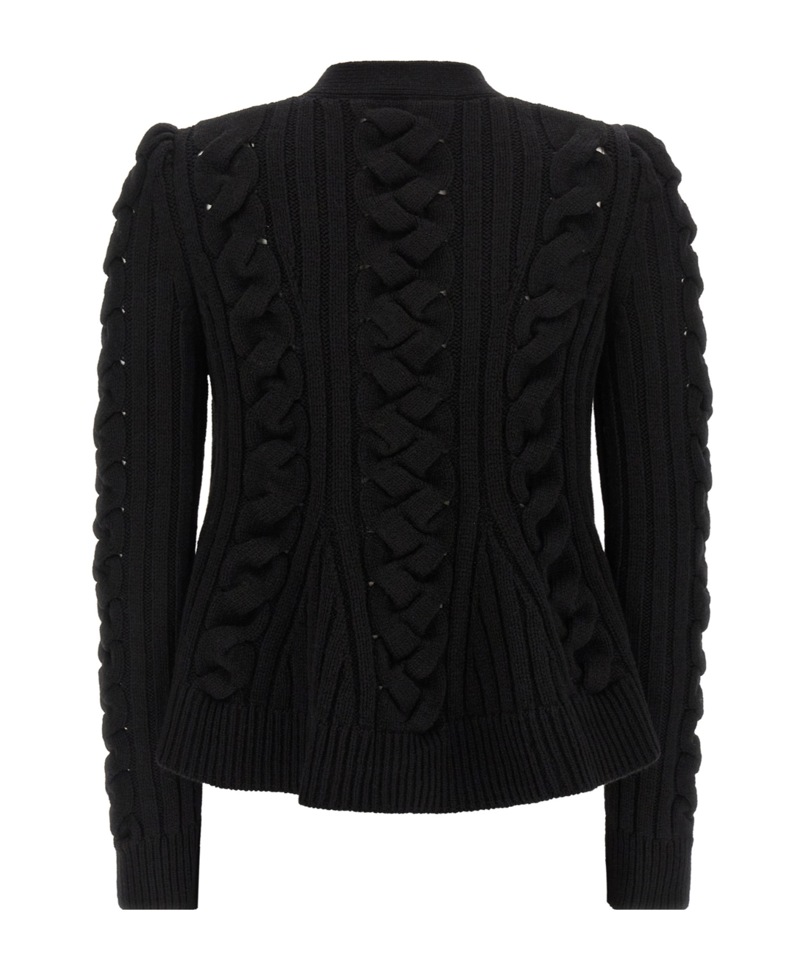 Alexander Mcqueen Braided Knitted Cardigan In Black