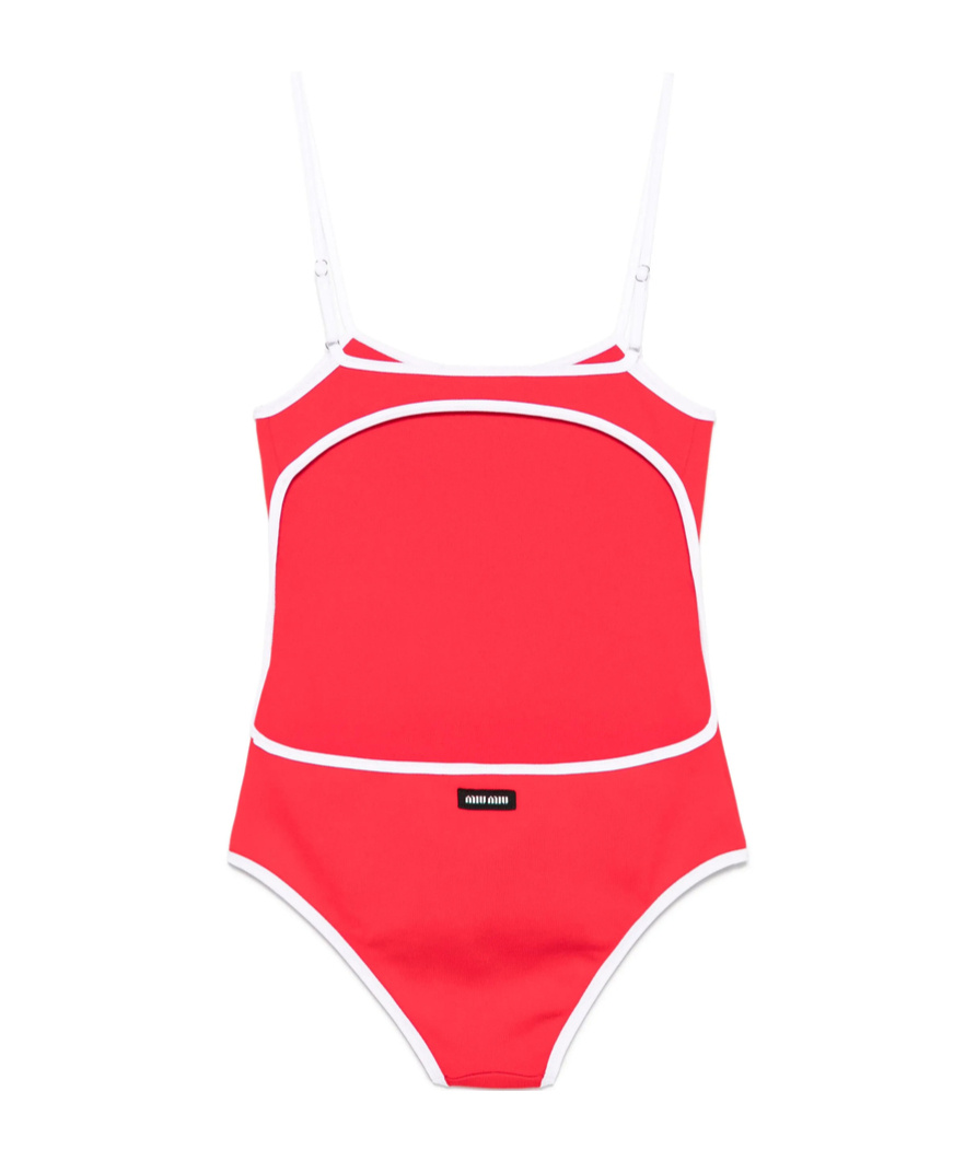 Miu Miu Sleeveless One-piece Swimsuit In Orange