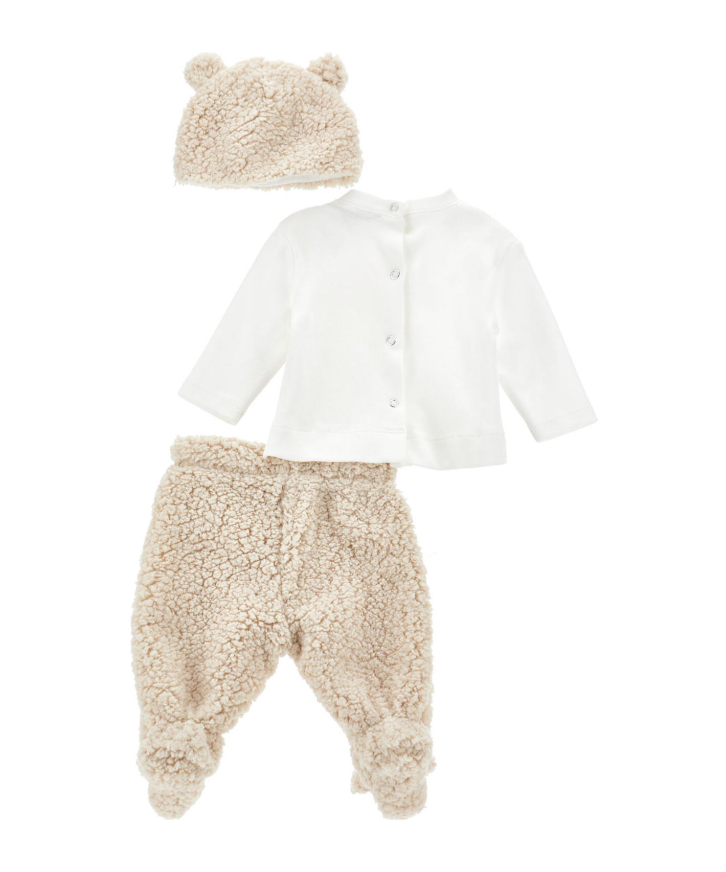 Monnalisa Two-piece Set With Teddy Bear In White