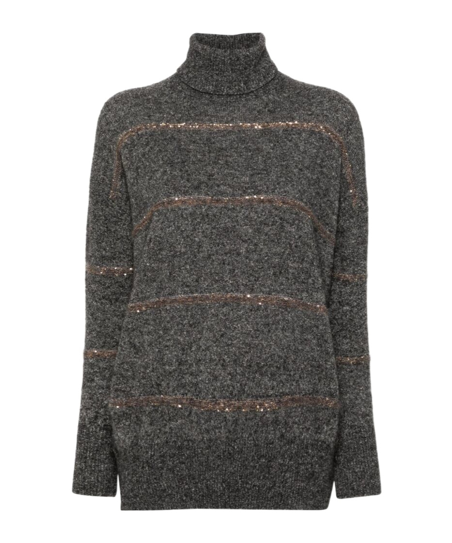 Brunello Cucinelli Sequin-embellished Knitted Jumper In Black